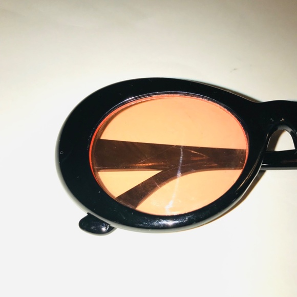 Vintage 90s Y2K Thick Oval Sunglasses Black Red Tinted Lens Retro Cyber Y2K Goth main image 7